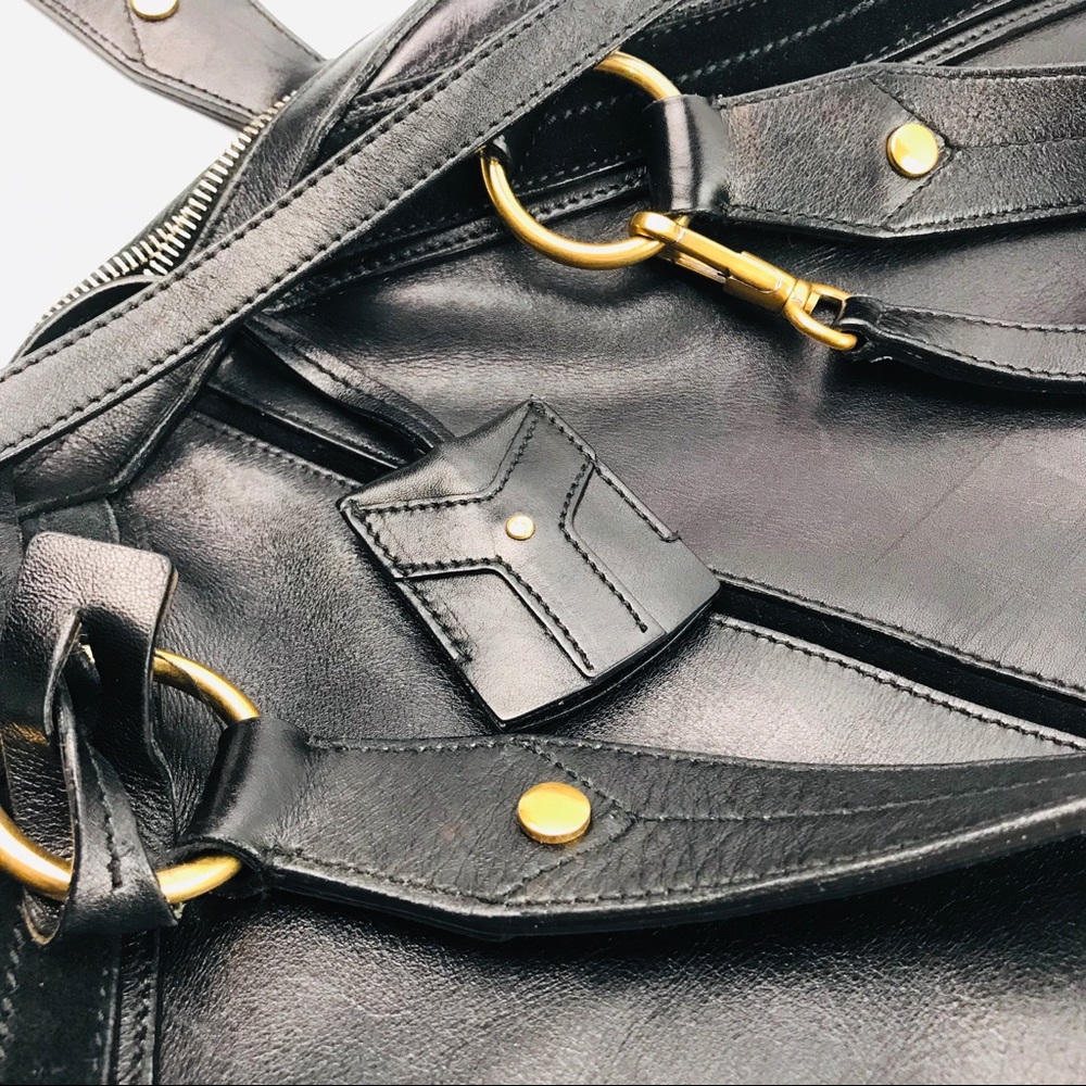 Authentic Yves Saint Laurent Fauve Blk Leather Bag - Picture 8 of 8